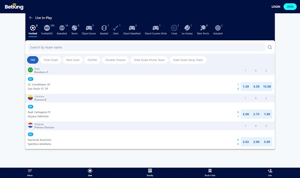 Live Beting Betking Screenshot